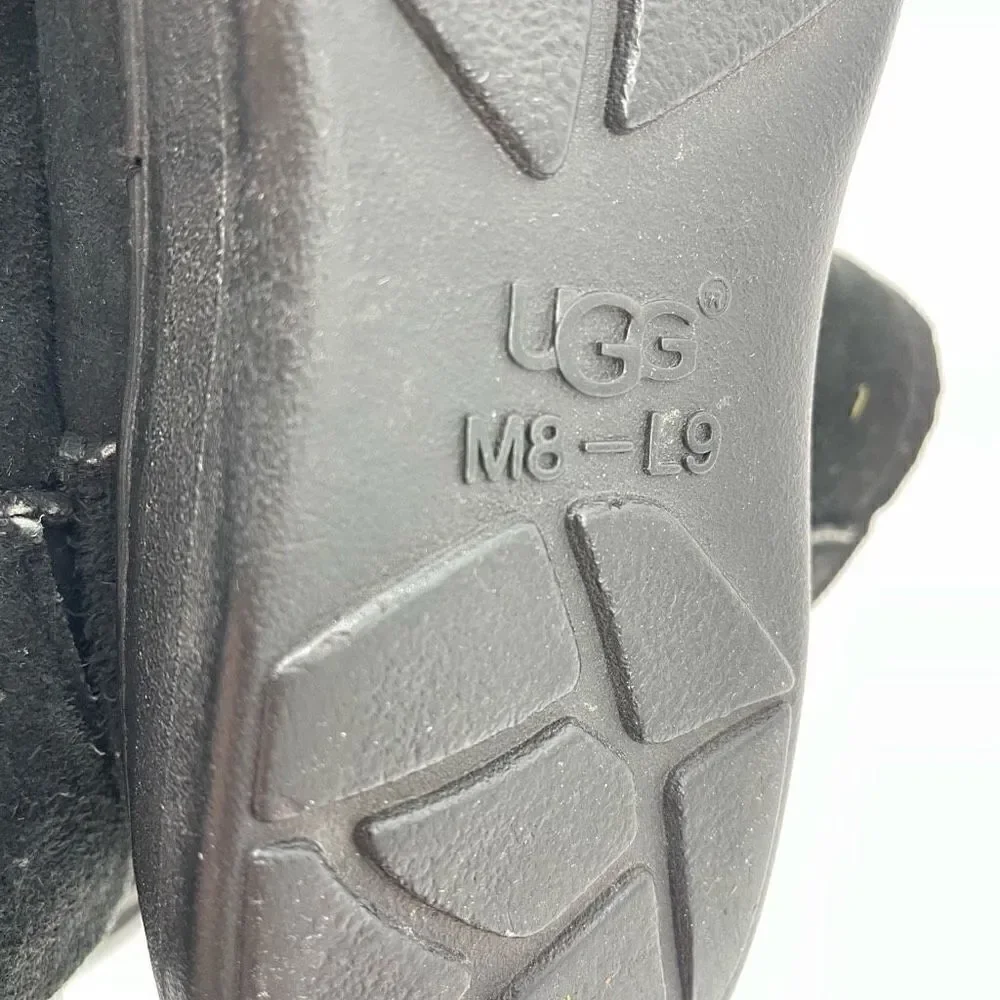 UGG Australia Womens Boots Suede Sheepskin Lined Mid Calf Leather Black M8-L9